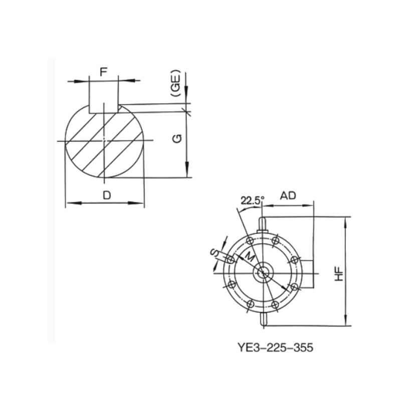 立式安裝、機(jī)座不帶底腳、端蓋上有凸緣的電動(dòng)機(jī)